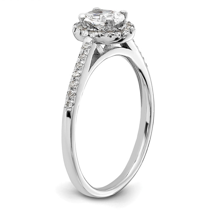 Buy 14K White Gold Halo Engagement Ring, 1/2 Carat Oval Center, Stylish Value-6