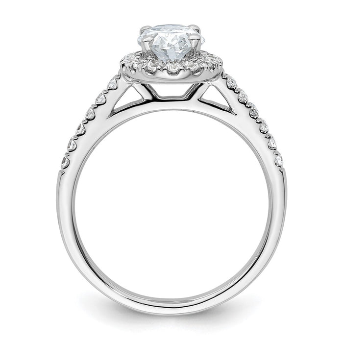 Exclusive 14K White Gold Halo Engagement Ring | 3/4 Carat Oval Center & Accents-2