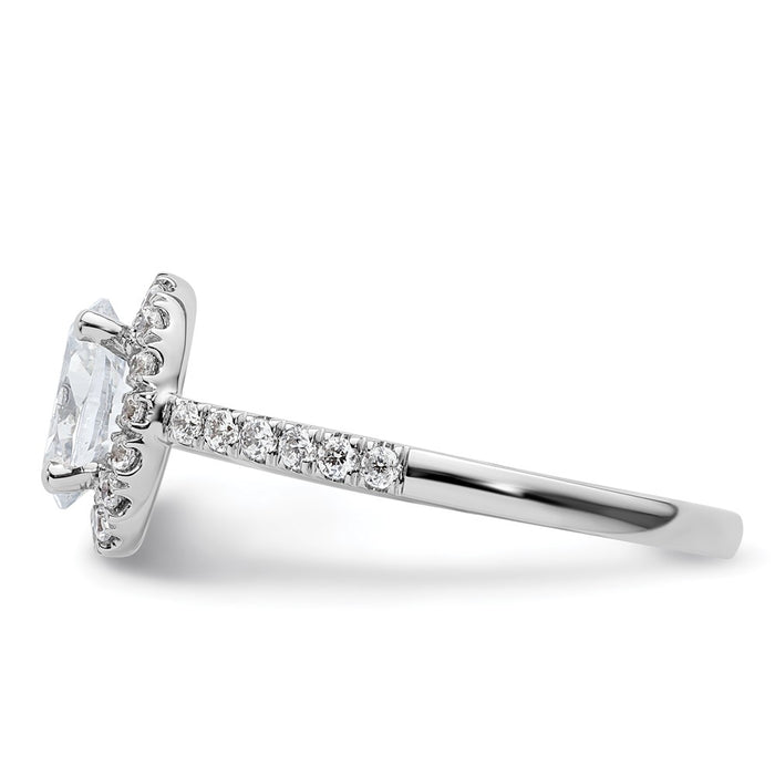 Exclusive 14K White Gold Halo Engagement Ring | 3/4 Carat Oval Center & Accents-3