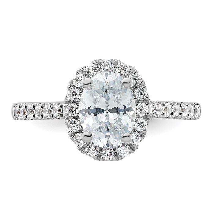 Exclusive 14K White Gold Halo Engagement Ring | 3/4 Carat Oval Center & Accents-4