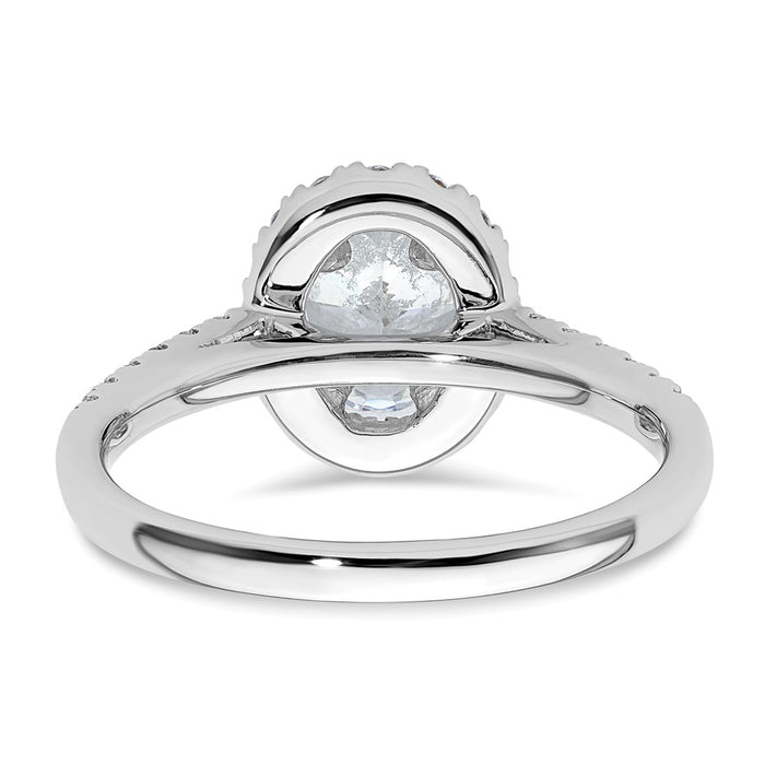 Exclusive 14K White Gold Halo Engagement Ring | 3/4 Carat Oval Center & Accents-5