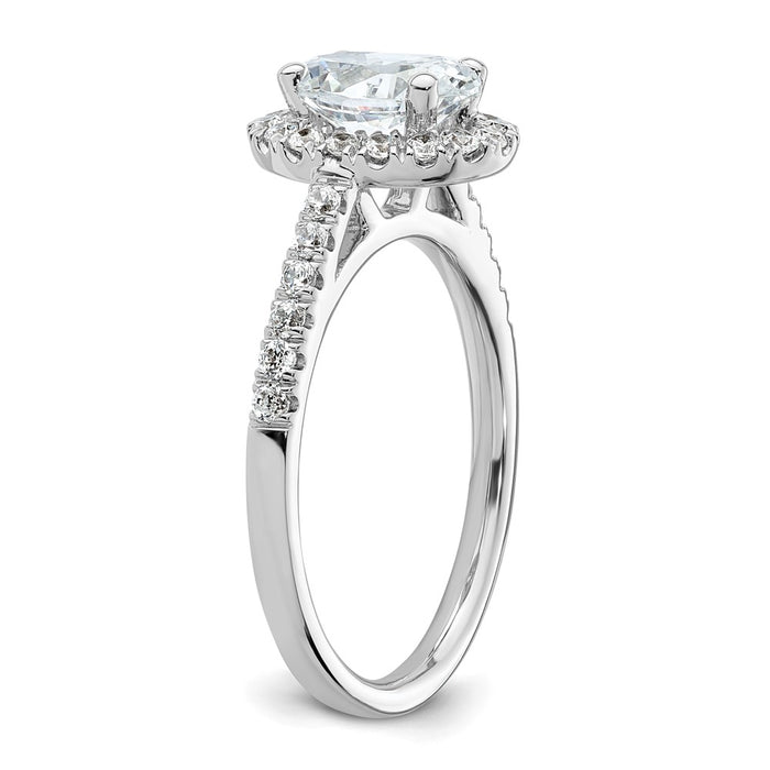 Exclusive 14K White Gold Halo Engagement Ring | 3/4 Carat Oval Center & Accents-6