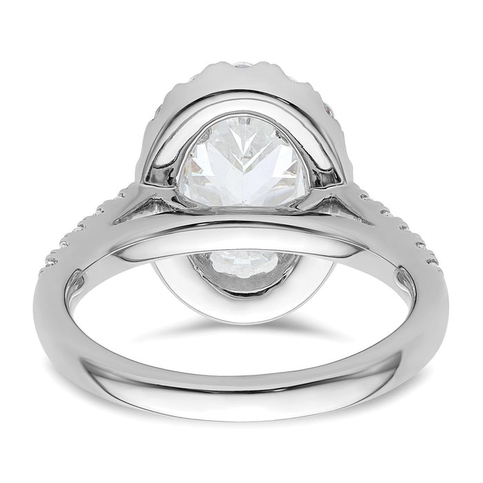 Buy Exclusive 14K White Gold Halo Engagement Ring for 2 Carat Oval Center-5