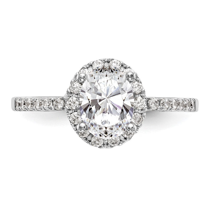 High-quality 14K White Gold Halo Semi-Mount Engagement Ring, 1/4 Carat Diamonds, Stylish Design for 1 Carat Oval Center Stone-4