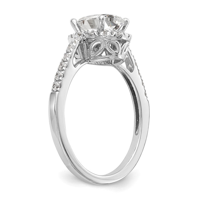 High-quality 14K White Gold Halo Semi-Mount Engagement Ring, 1/4 Carat Diamonds, Stylish Design for 1 Carat Oval Center Stone-6
