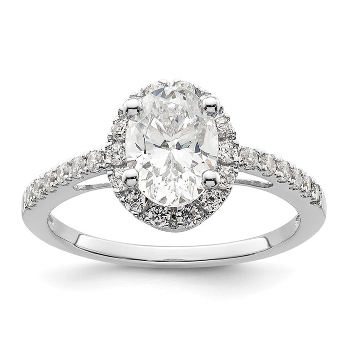 Buy Exclusive 14K White Gold Halo Engagement Ring for 1.25 Carat Oval Center-1