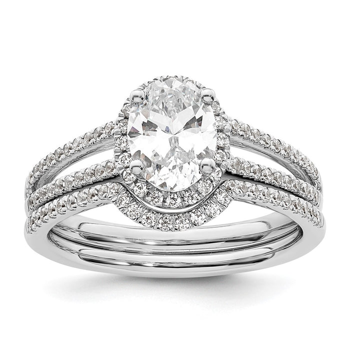 Exclusive 14K White Gold Halo Semi-Mount Ring with 1/3 Carat Diamonds - Luxury Design for 3/4 Carat Oval Center-6