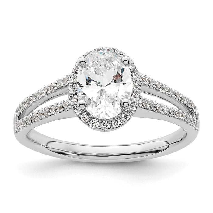 Exclusive 14K White Gold Halo Semi-Mount Ring with 1/3 Carat Diamonds - Luxury Design for 3/4 Carat Oval Center-1