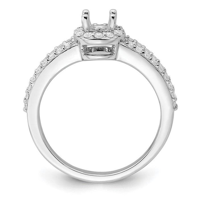 Exclusive 14K White Gold Halo Semi-Mount Engagement Ring for 1/2 Carat Oval-2