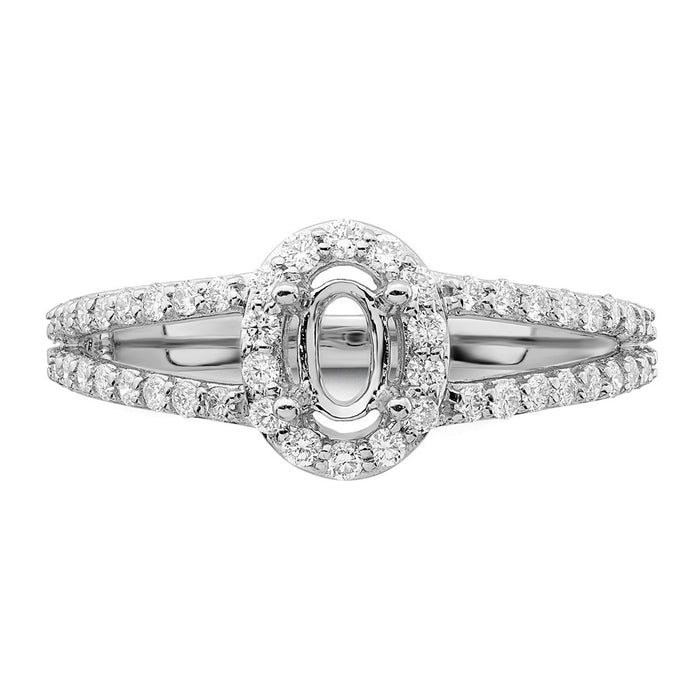 Exclusive 14K White Gold Halo Semi-Mount Engagement Ring for 1/2 Carat Oval-4