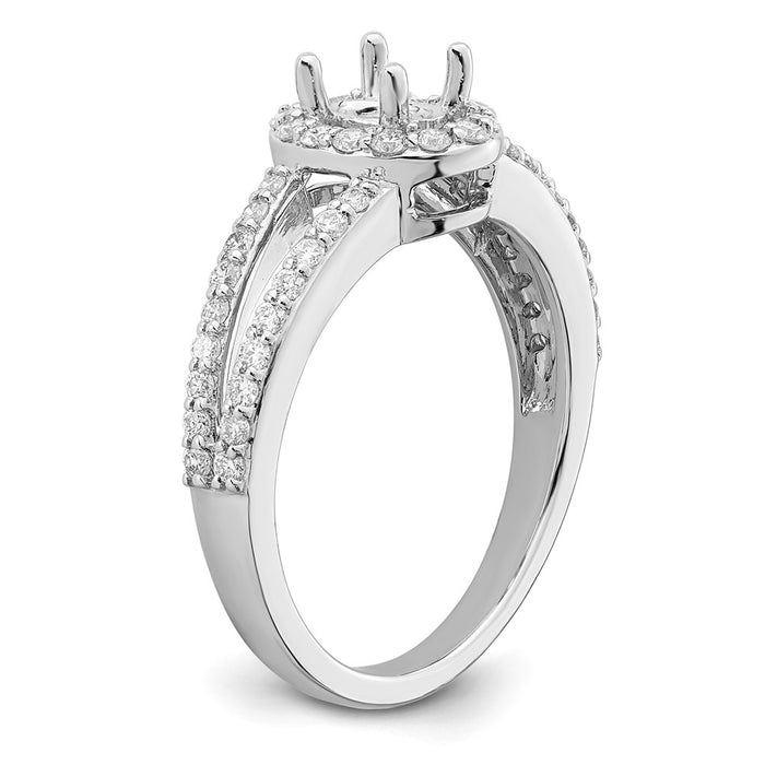 Exclusive 14K White Gold Halo Semi-Mount Engagement Ring for 1/2 Carat Oval-6