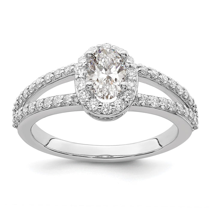 Exclusive 14K White Gold Halo Semi-Mount Engagement Ring for 1/2 Carat Oval-1