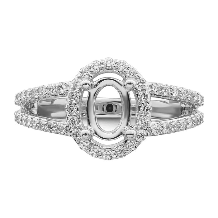 High-Quality 14K White Gold Halo Engagement Ring for 2 Carat Oval Center-4