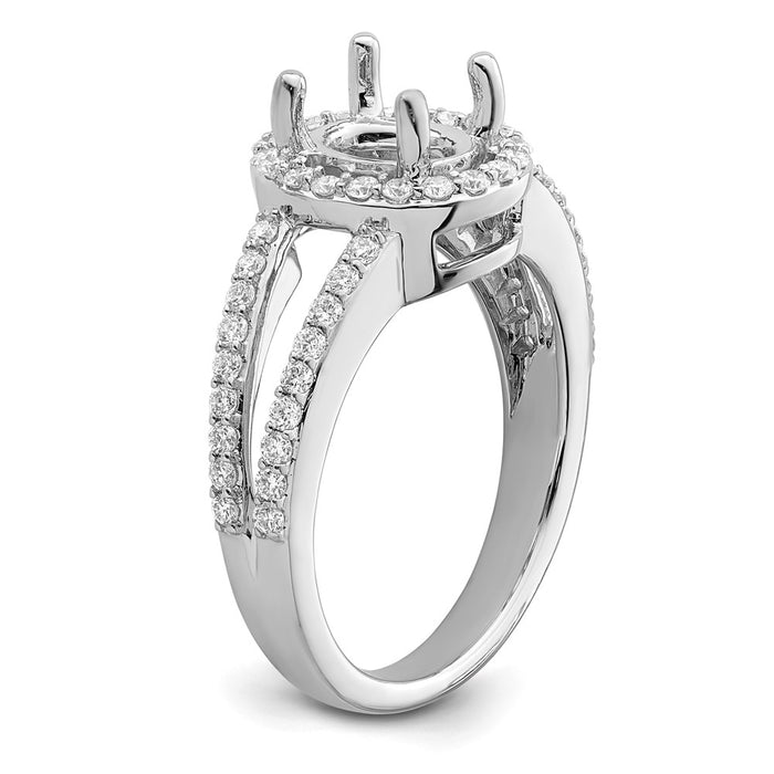 High-Quality 14K White Gold Halo Engagement Ring for 2 Carat Oval Center-6