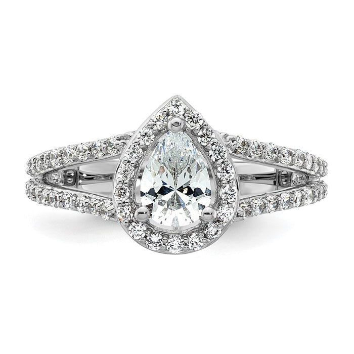 Buy Exclusive 14K White Gold Halo Engagement Ring, 3/4 Carat Pear Center, Stylish Accents-4