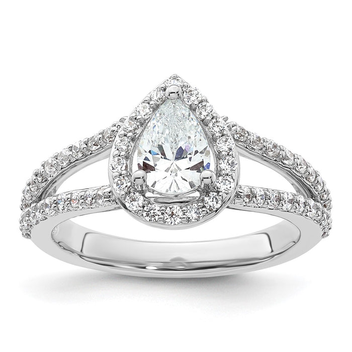 Buy Exclusive 14K White Gold Halo Engagement Ring, 3/4 Carat Pear Center, Stylish Accents-1
