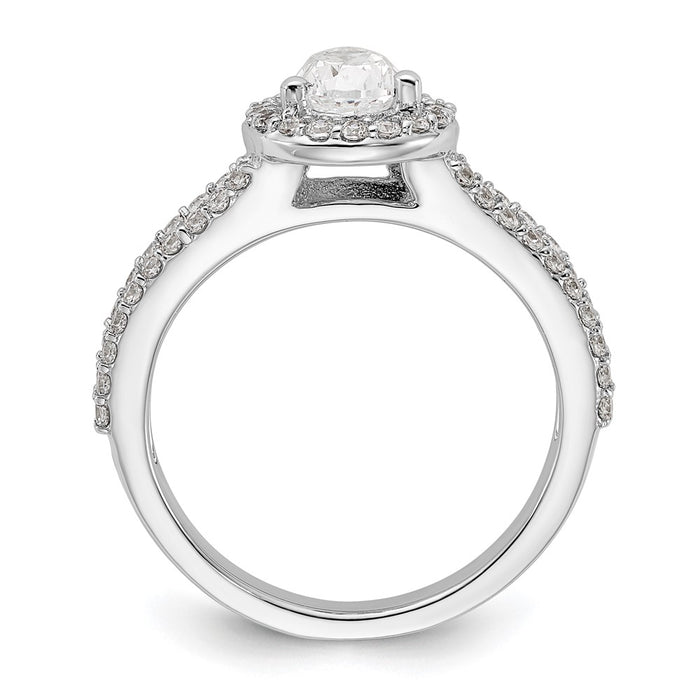 High-Quality 14K White Gold Halo Engagement Ring Semi-Mount, 5/8 ct Diamonds - Affordable Luxury for 1 Carat Pear Stone-2