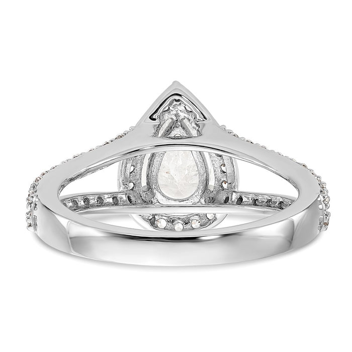High-Quality 14K White Gold Halo Engagement Ring Semi-Mount, 5/8 ct Diamonds - Affordable Luxury for 1 Carat Pear Stone-5