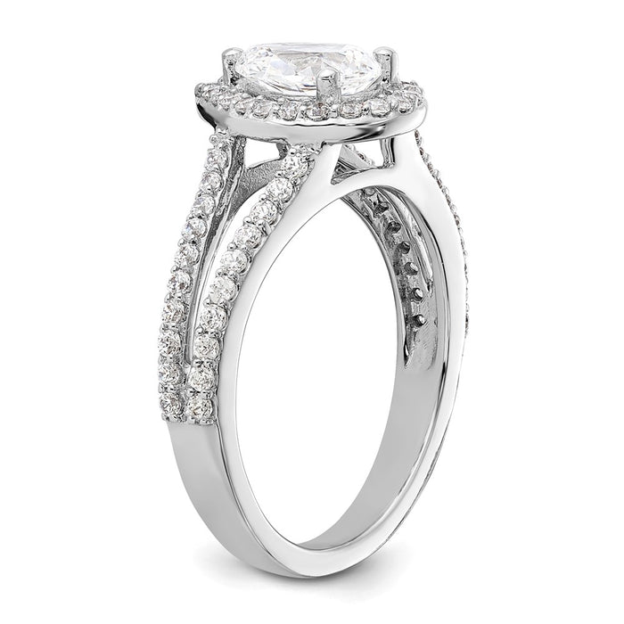 High-Quality 14K White Gold Halo Engagement Ring Semi-Mount, 5/8 ct Diamonds - Affordable Luxury for 1 Carat Pear Stone-6