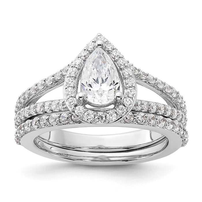 High-Quality 14K White Gold Halo Engagement Ring Semi-Mount, 5/8 ct Diamonds - Affordable Luxury for 1 Carat Pear Stone-7