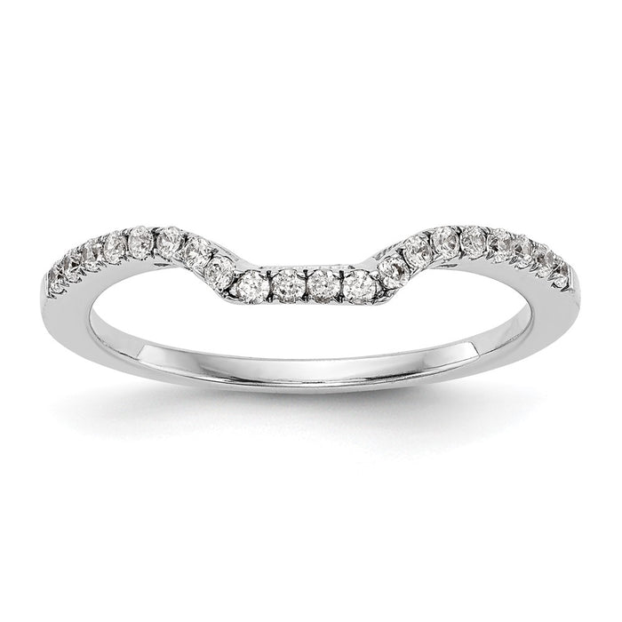 Exclusive 14K White Gold Contoured Wedding Band - 1/5 Carat Diamond, Stylish Value-1
