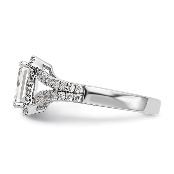 Exclusive 14K White Gold Semi-Mount Engagement Ring for 1 Carat Emerald-Cut, Stylish Halo Design with 1/2 Carat Diamond Accents-3