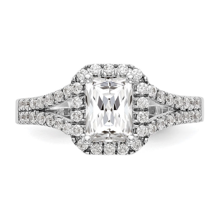Exclusive 14K White Gold Semi-Mount Engagement Ring for 1 Carat Emerald-Cut, Stylish Halo Design with 1/2 Carat Diamond Accents-4