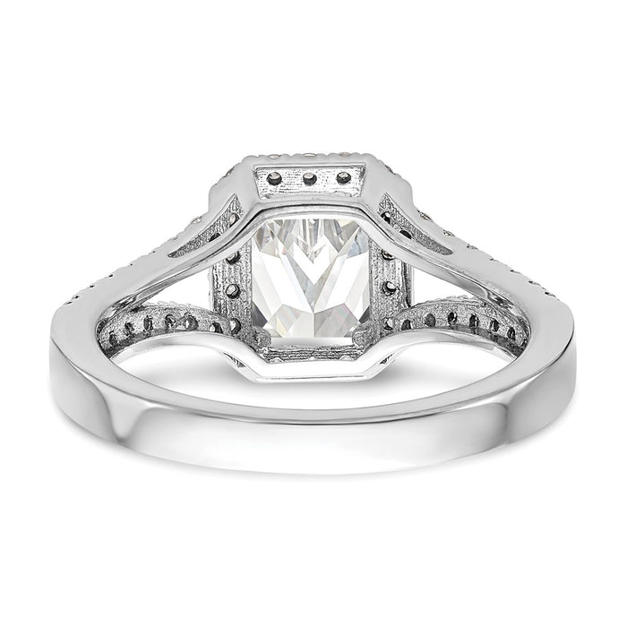 Exclusive 14K White Gold Semi-Mount Engagement Ring for 1 Carat Emerald-Cut, Stylish Halo Design with 1/2 Carat Diamond Accents-5
