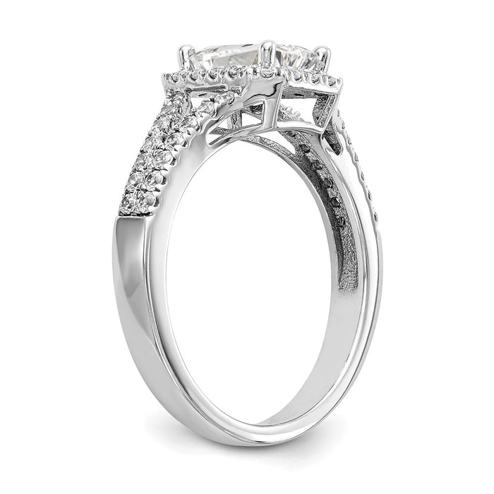 Exclusive 14K White Gold Semi-Mount Engagement Ring for 1 Carat Emerald-Cut, Stylish Halo Design with 1/2 Carat Diamond Accents-6