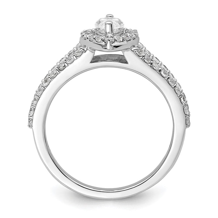 Buy Exclusive 14K White Gold Halo Engagement Ring | 1/2 Carat Marquise Center-2