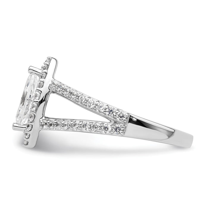 Buy Exclusive 14K White Gold Halo Engagement Ring | 1/2 Carat Marquise Center-3