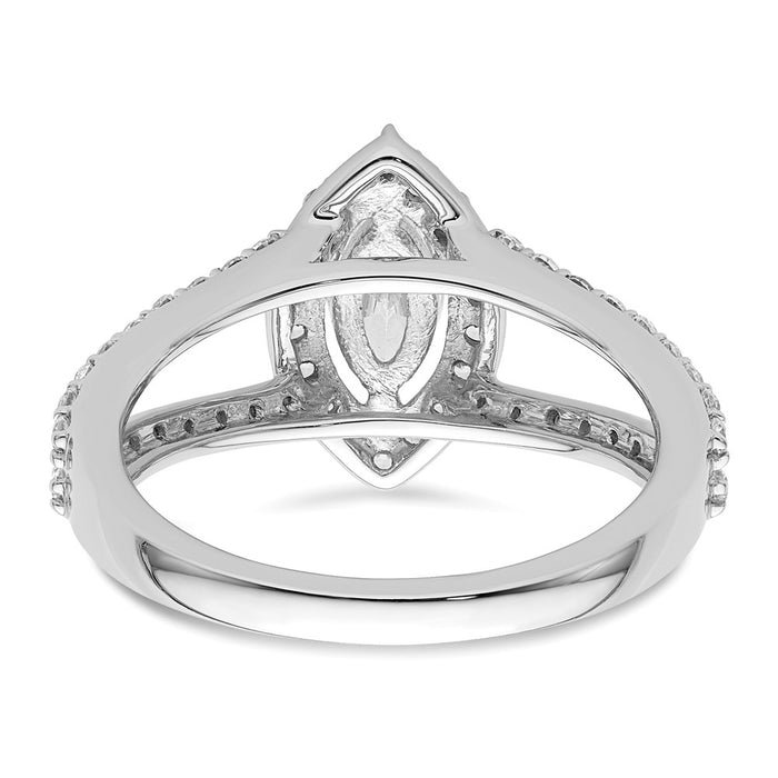 Buy Exclusive 14K White Gold Halo Engagement Ring | 1/2 Carat Marquise Center-5