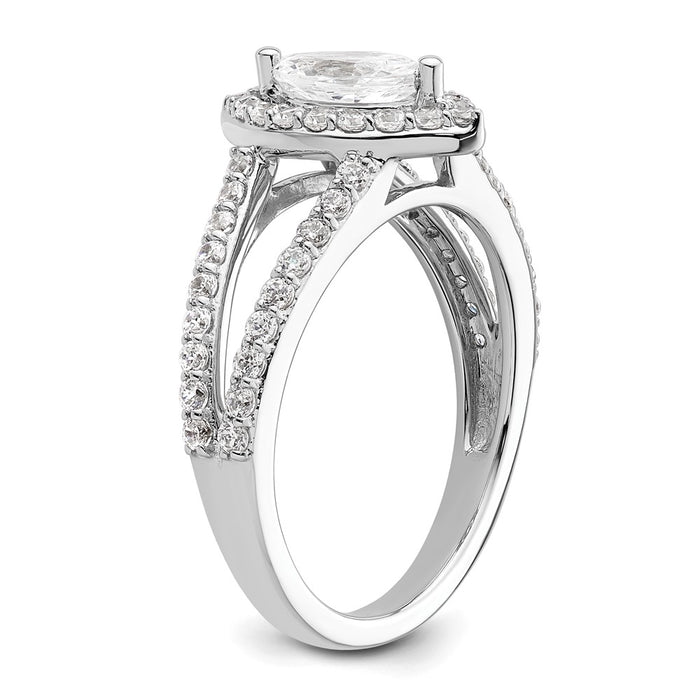Buy Exclusive 14K White Gold Halo Engagement Ring | 1/2 Carat Marquise Center-6