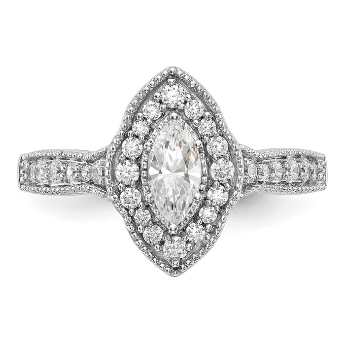Buy 14K White Gold Semi-Mount Engagement Ring with 1/3 Carat Diamonds - Stylish Halo Design-4