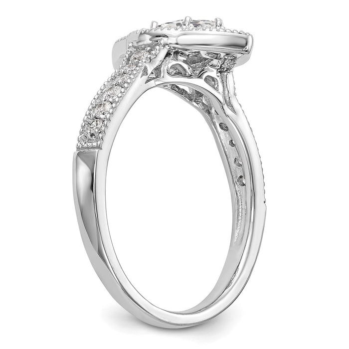 Buy 14K White Gold Semi-Mount Engagement Ring with 1/3 Carat Diamonds - Stylish Halo Design-6