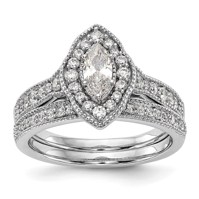 Buy 14K White Gold Semi-Mount Engagement Ring with 1/3 Carat Diamonds - Stylish Halo Design-7