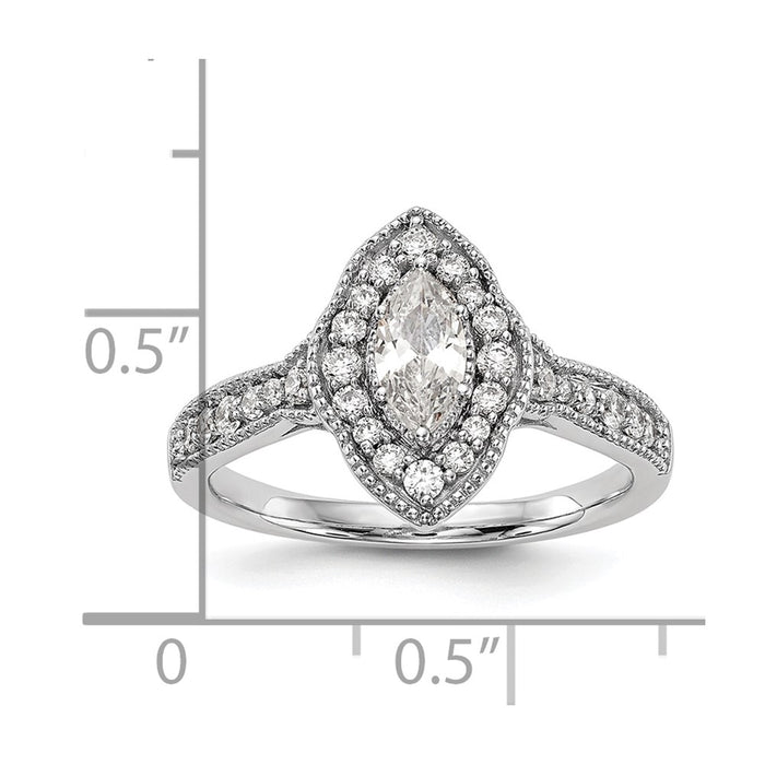 Buy 14K White Gold Semi-Mount Engagement Ring with 1/3 Carat Diamonds - Stylish Halo Design-8