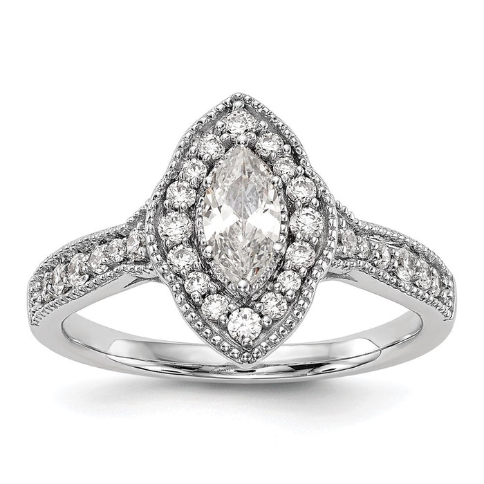 Buy 14K White Gold Semi-Mount Engagement Ring with 1/3 Carat Diamonds - Stylish Halo Design-1