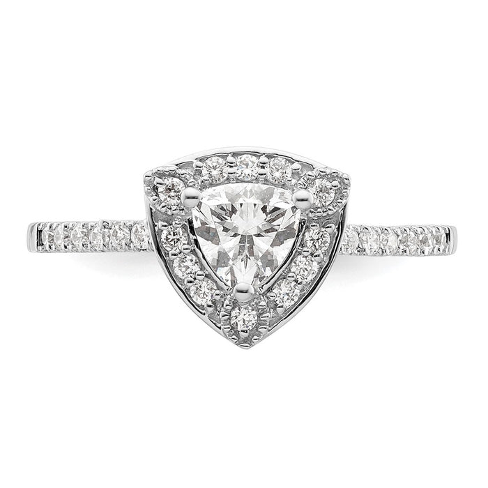 Buy Exclusive 14K White Gold Halo Engagement Ring for 1/2 Carat Trillion Stone-4