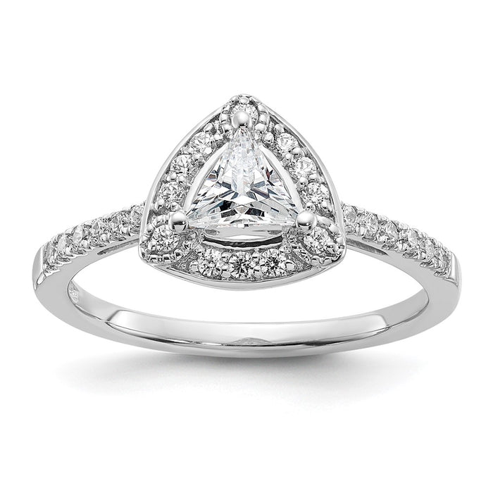 Buy Exclusive 14K White Gold Halo Engagement Ring for 1/2 Carat Trillion Stone-1