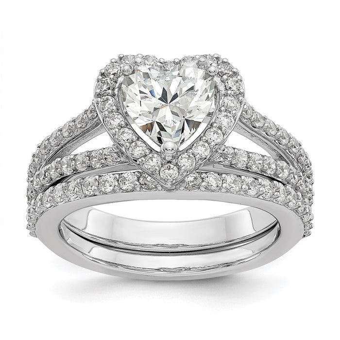 Exclusive 14K White Gold Halo Engagement Ring, 1 Carat Heart Center, Stylish Value-7