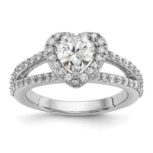 Exclusive 14K White Gold Halo Engagement Ring, 1 Carat Heart Center, Stylish Value