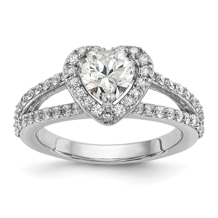 Exclusive 14K White Gold Halo Engagement Ring, 1 Carat Heart Center, Stylish Value-1