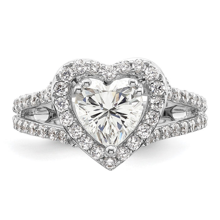 Buy Affordable 14K White Gold Halo Engagement Ring for 1.5 Carat Heart, 1 Carat Accents-4