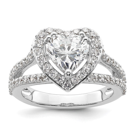 Buy Affordable 14K White Gold Halo Engagement Ring for 1.5 Carat Heart, 1 Carat Accents
