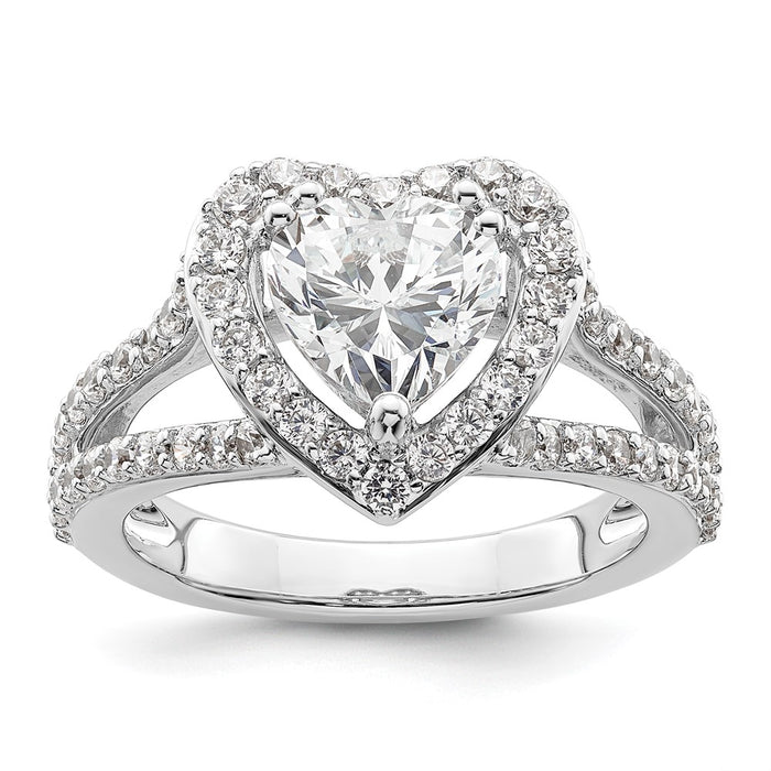 Buy Affordable 14K White Gold Halo Engagement Ring for 1.5 Carat Heart, 1 Carat Accents-1