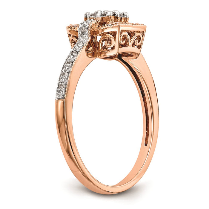Buy Stylish 10K Rose Gold Square Halo Diamond Engagement Ring, 1/5 Ct-6