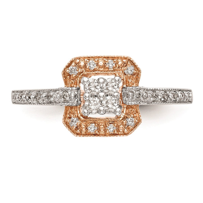 Buy 14K Rose Gold Square Cluster Engagement Ring with 1/5 Carat Diamonds - Stylish Value!-4