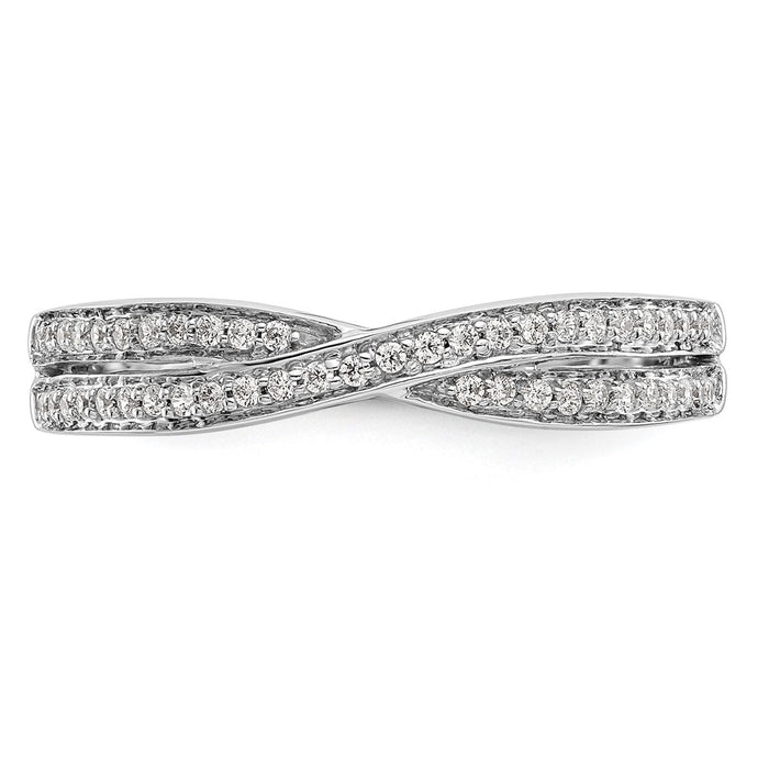 High-Quality 14K White Gold Criss-Cross Diamond Wedding Band, 1/5 Carat Value-4