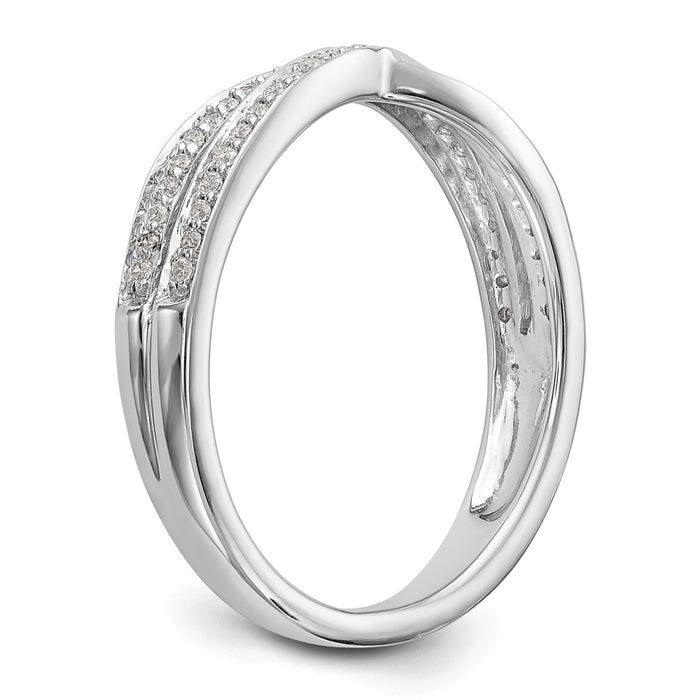 High-Quality 14K White Gold Criss-Cross Diamond Wedding Band, 1/5 Carat Value-6
